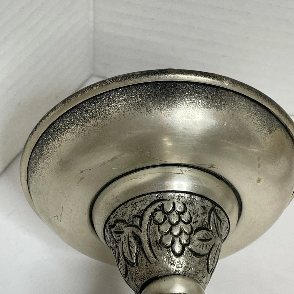 Pottery Barn Candlestick Three Primitive Farmhouse English Cottage Silver tone